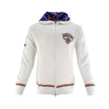 Knicks Shadow Legacy Full Zip Knit Sweater with Chenille Applique Embroidery - White