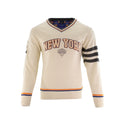 Knicks Shadow Legacy V Neck Sweater with Applique Embroidery - Cream