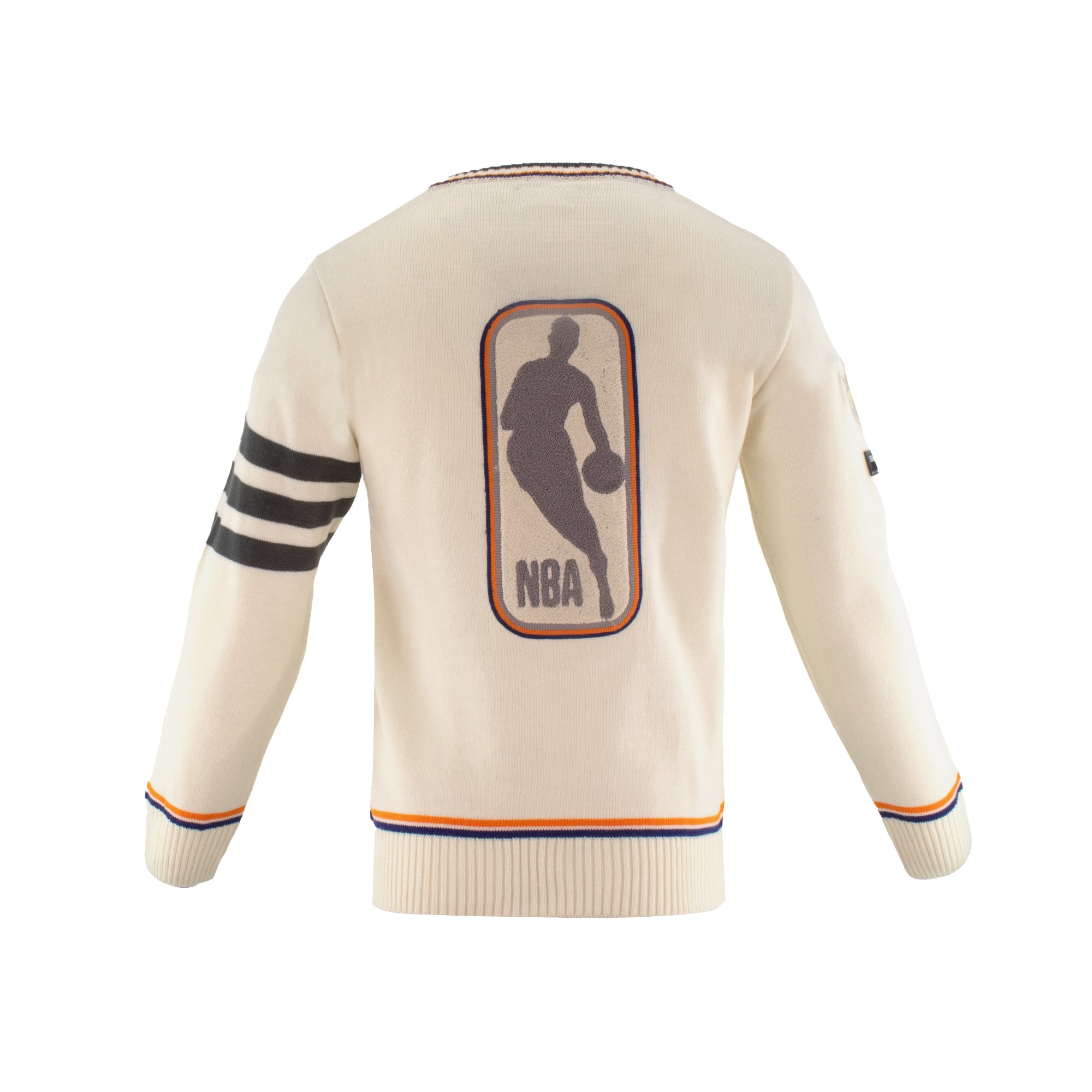 Knicks Shadow Legacy V Neck Sweater with Applique Embroidery - Cream