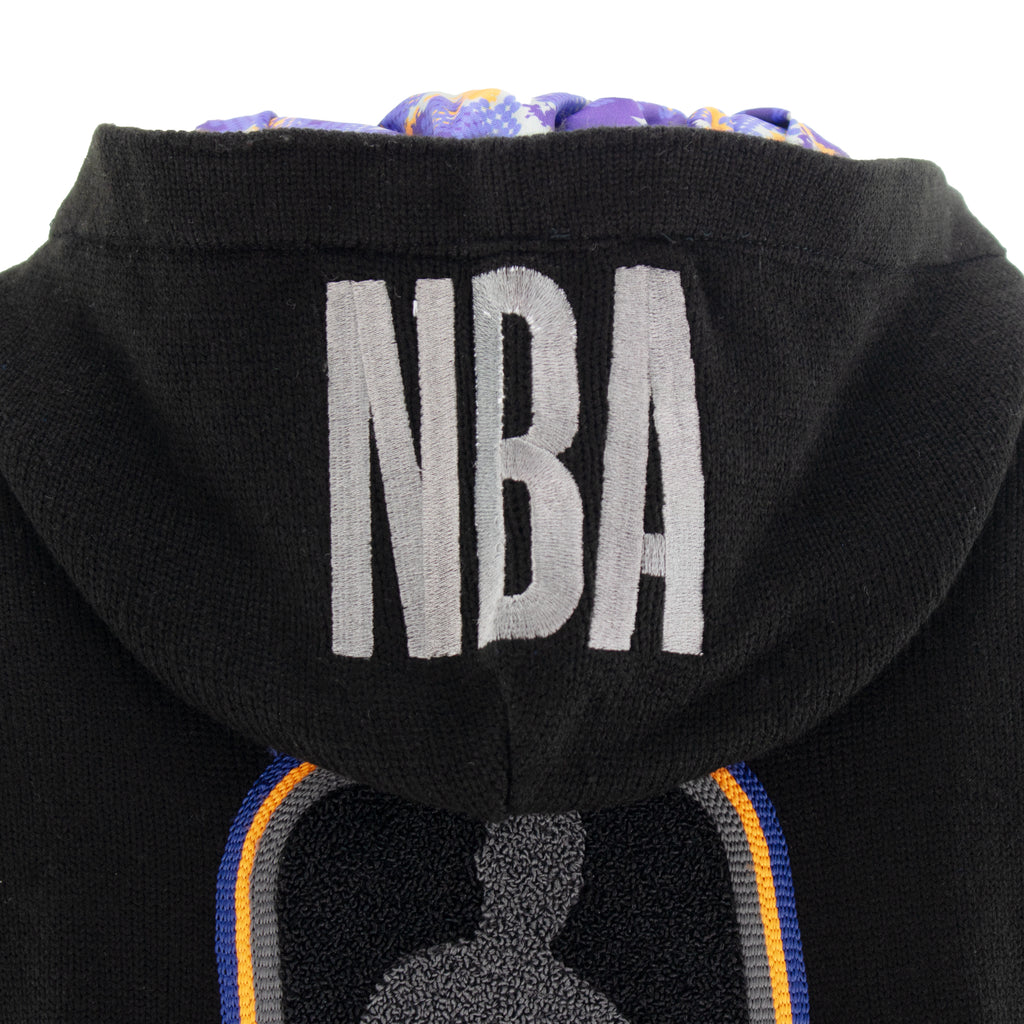Knicks Shadow Legacy Full Zip Knit Sweater with Chenille Applique Embroidery - Black