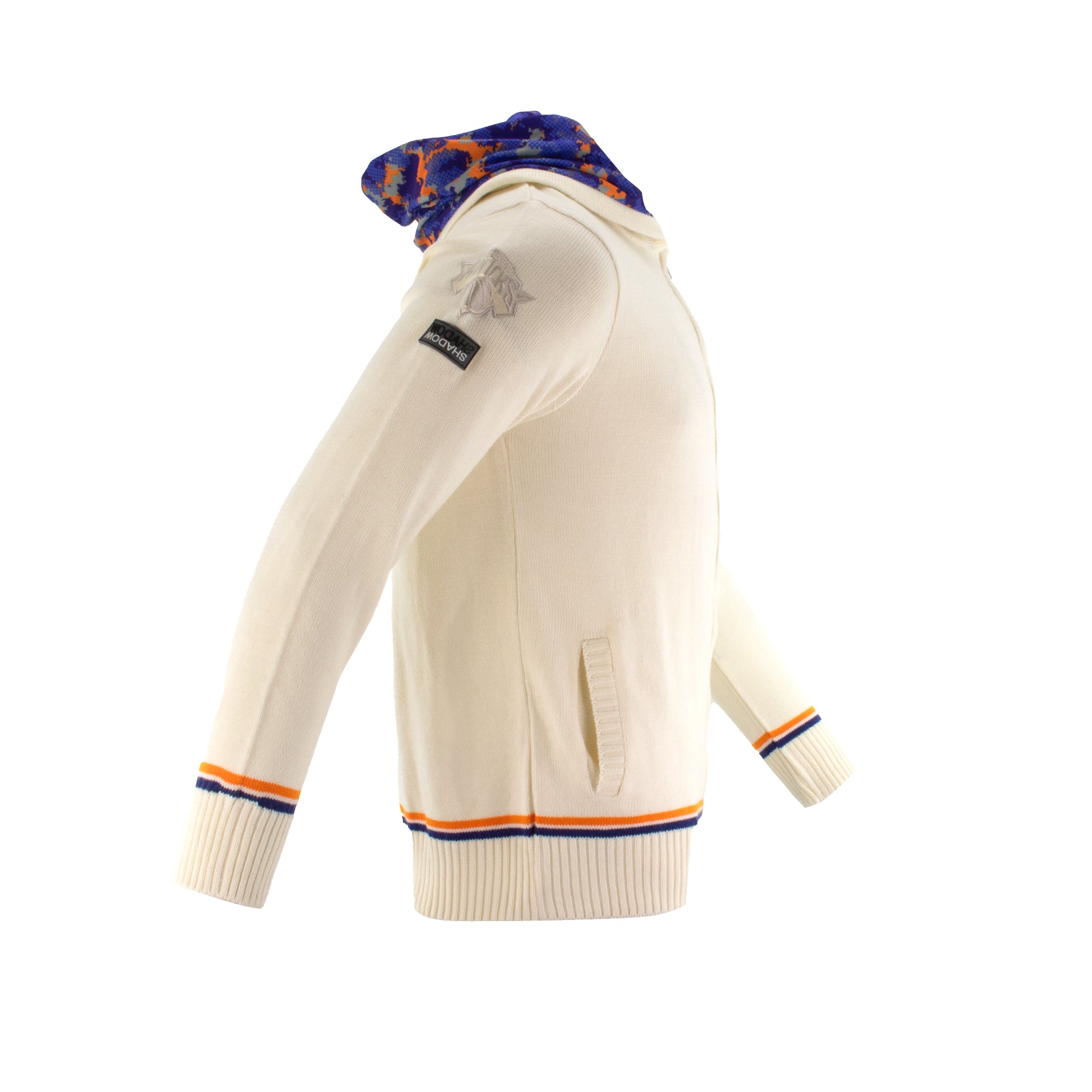 Knicks Shadow Legacy Full Zip Knit Sweater with Chenille Applique Embroidery - Cream