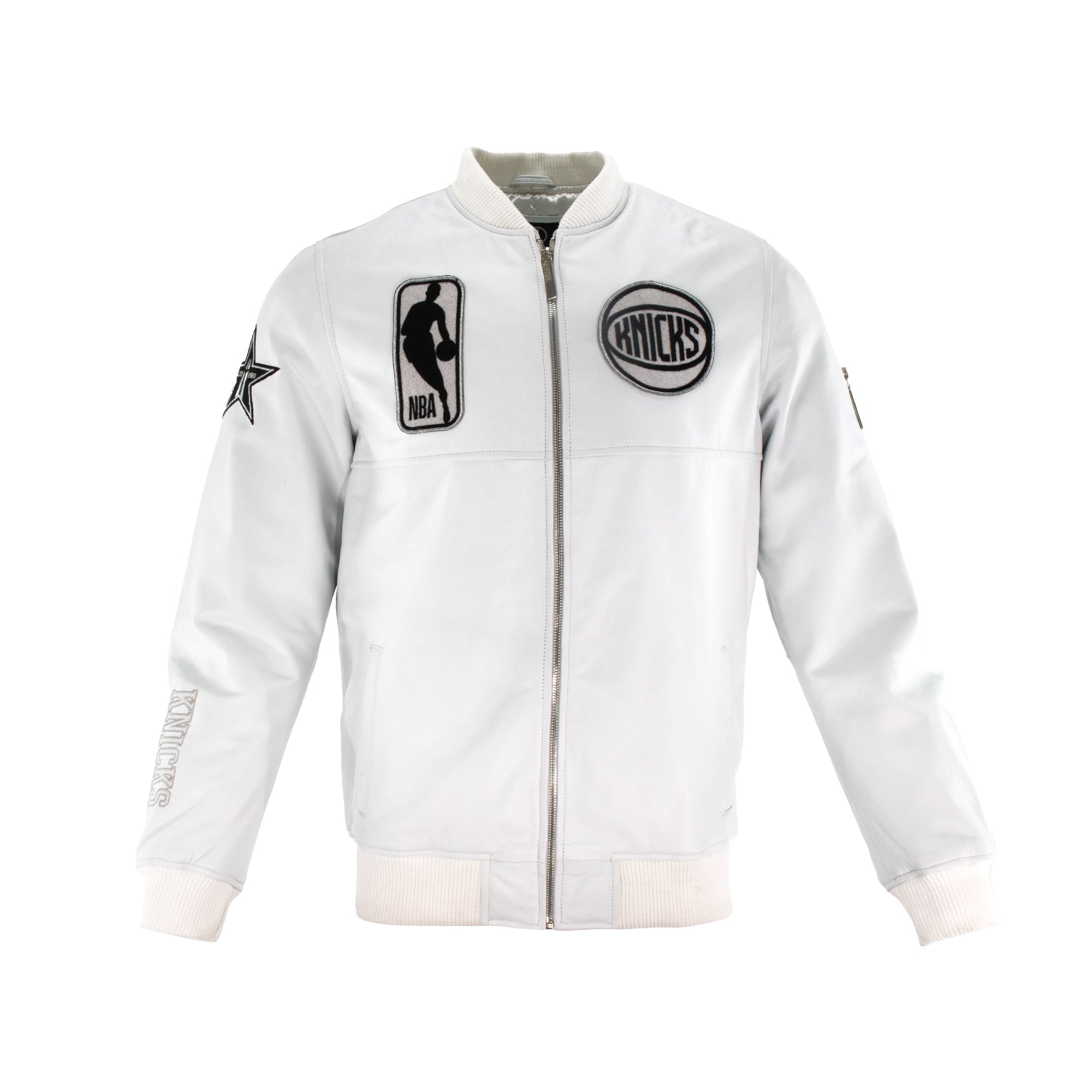 PRE-ORDER! Knicks Shadow Legacy  Leather Jacket - White