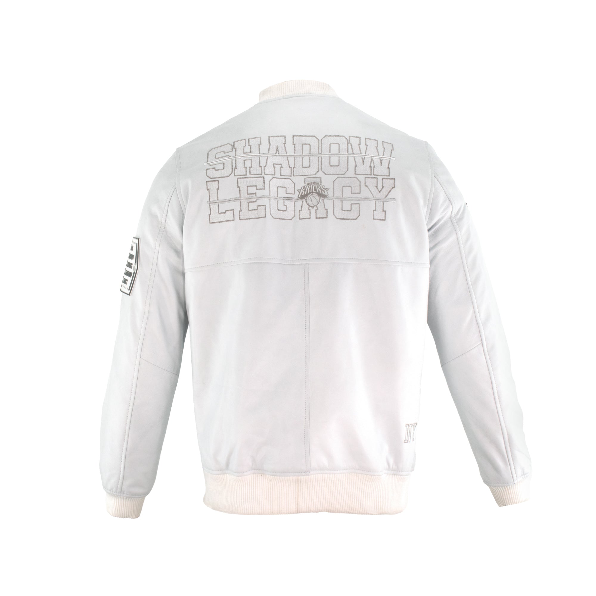 PRE-ORDER! Knicks Shadow Legacy  Leather Jacket - White