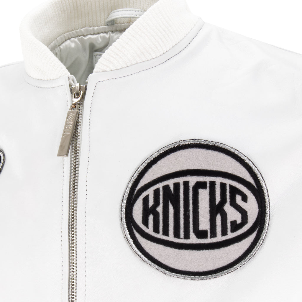 PRE-ORDER! Knicks Shadow Legacy  Leather Jacket - White