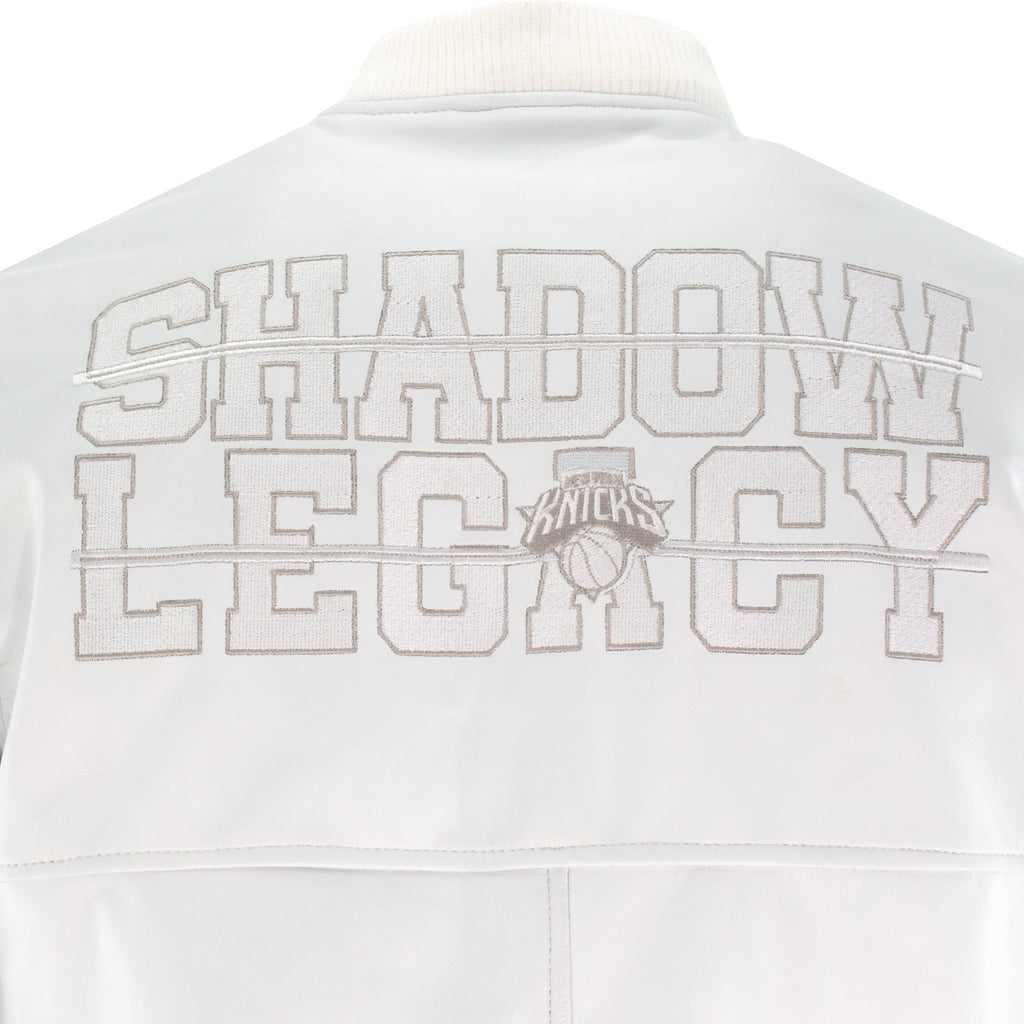 PRE-ORDER! Knicks Shadow Legacy  Leather Jacket - White