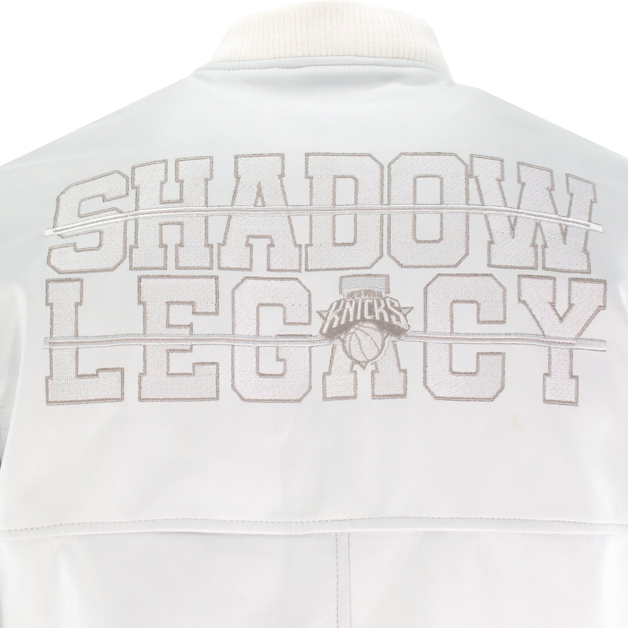 PRE-ORDER! Knicks Shadow Legacy  Leather Jacket - White