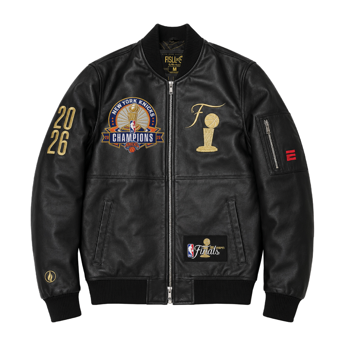 Knicks Shadow Legacy V Neck Sweater with Applique Embroidery